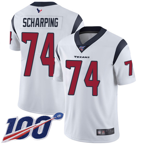 Houston Texans Limited White Men Max Scharping Road Jersey NFL Football #74 100th Season Vapor Untouchable->houston texans->NFL Jersey